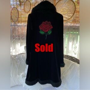 Rare Betsey Johnson Vintage 90’s Faux Fur Trim Velvet Coat